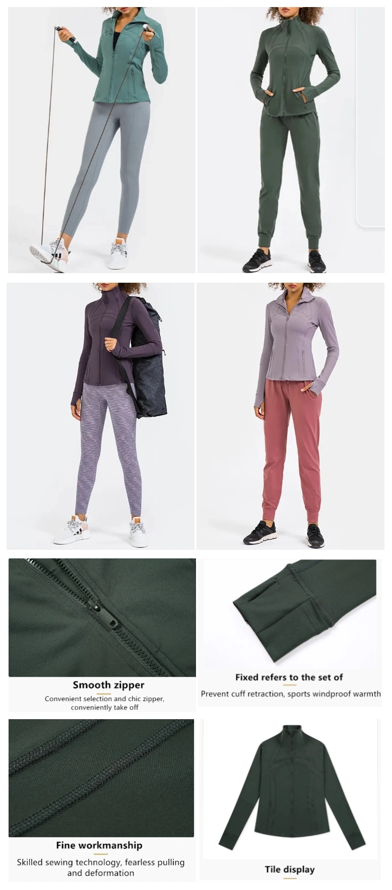 Xsunwing Lulu New Arrival Fashion Gym Wear Womens Sports Running Coat Long Sleeve Yoga Jackets with a Zip