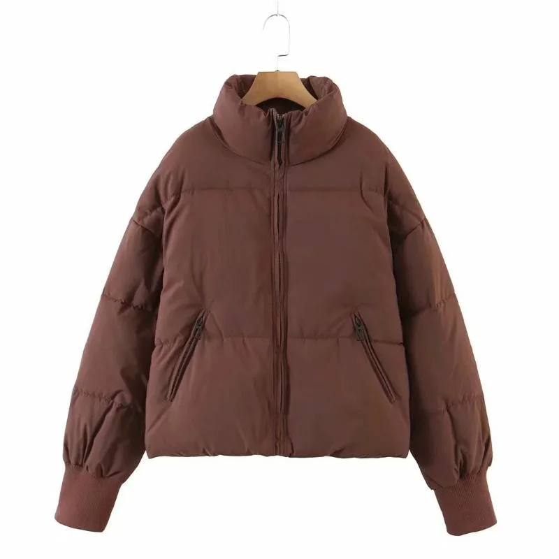 Women′ S Stand-up Collar Loose Warm Jacket Short Down Clothing Outerwear