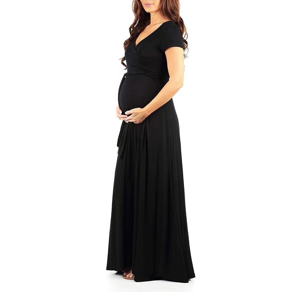 Maternity Gown Maxi Dress V Neck Women Clothes Photography Pregnancy Dress