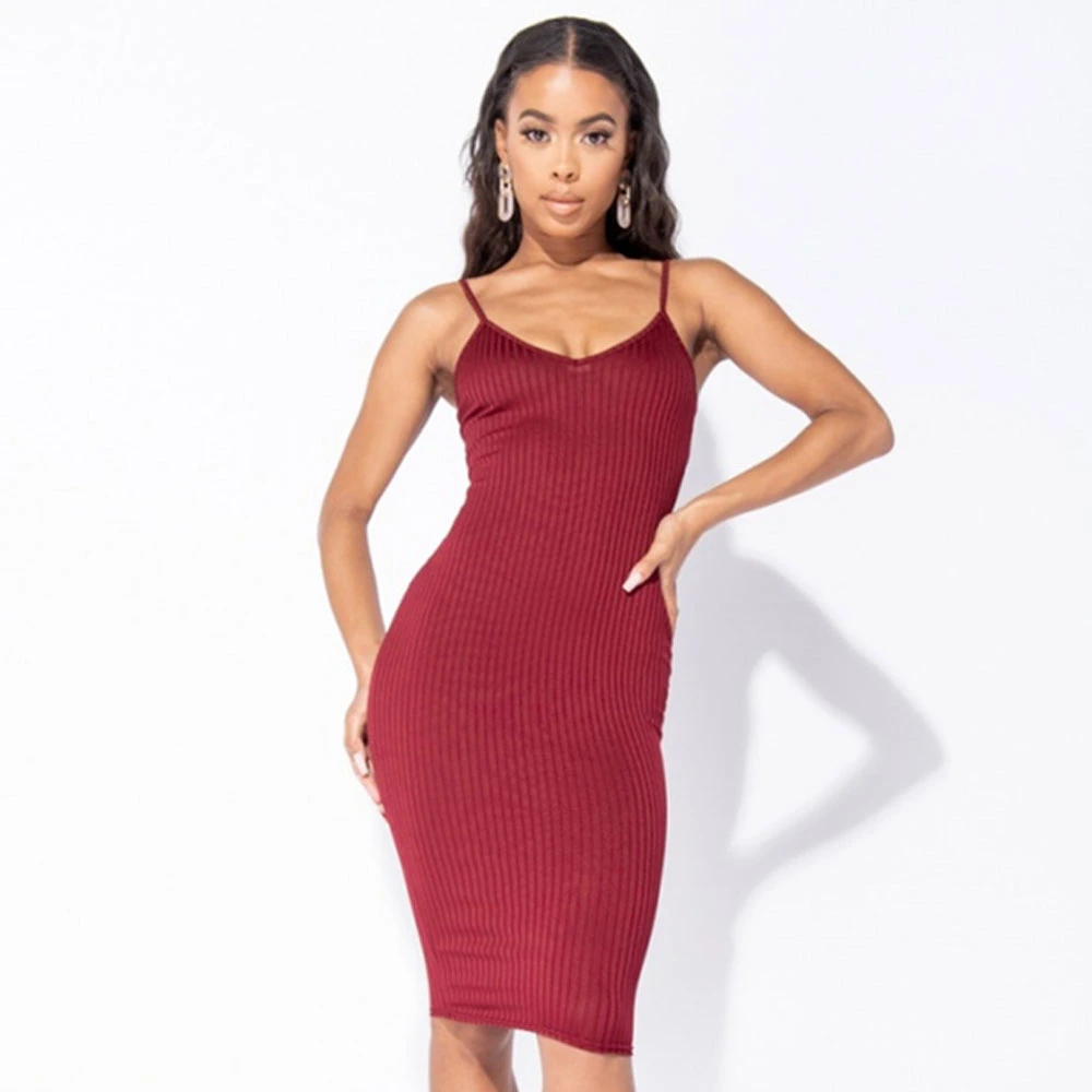 High Quality Sleeveless Bodycon MIDI Sexy Fashion Ladies Dresses