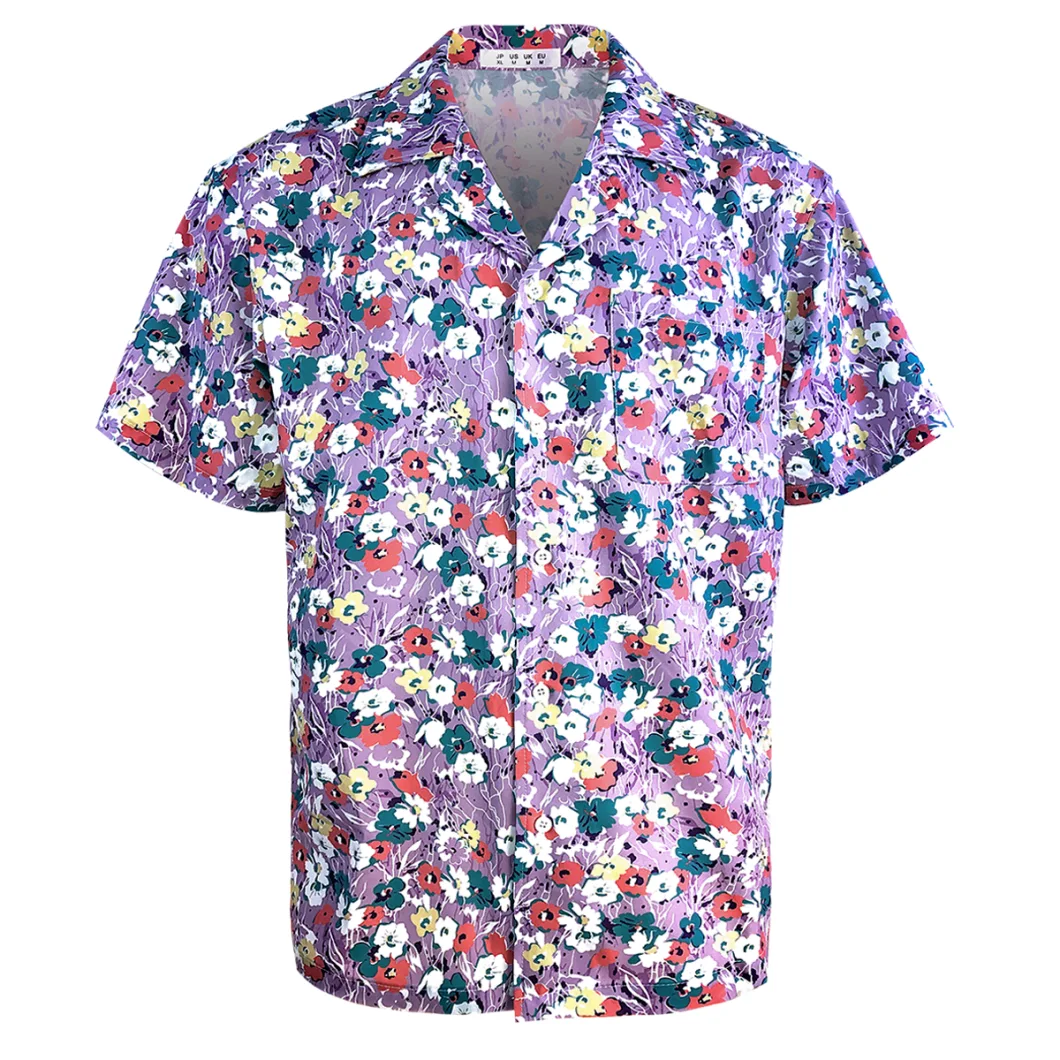 Summer Fashion Men Short Sleeve Shirt Beach Slim Shirts Blouse Men Hawaiian Style Print Shirt