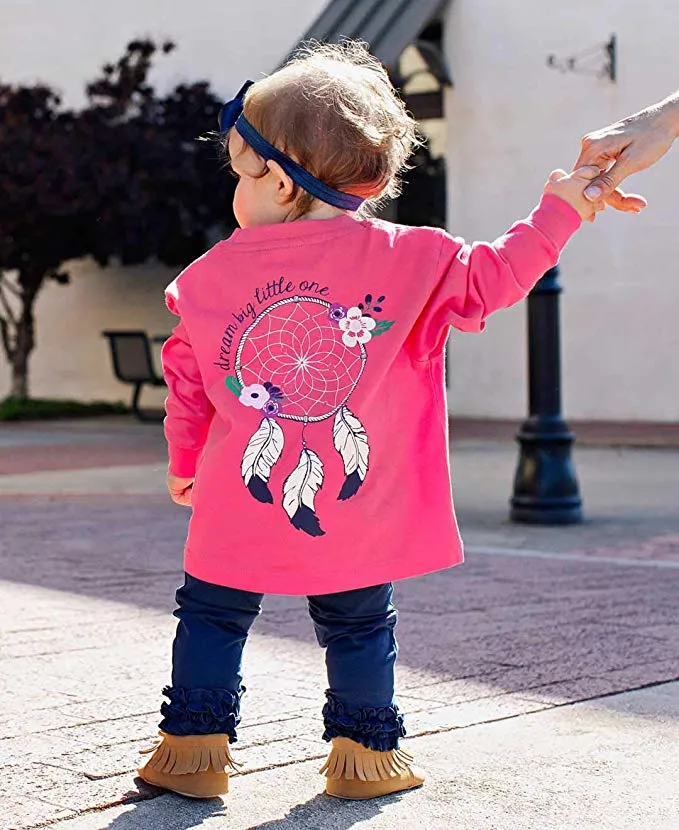 Little Baby Clothes Girls Long Sleeve Signature Graphic Southern Pocket Tee