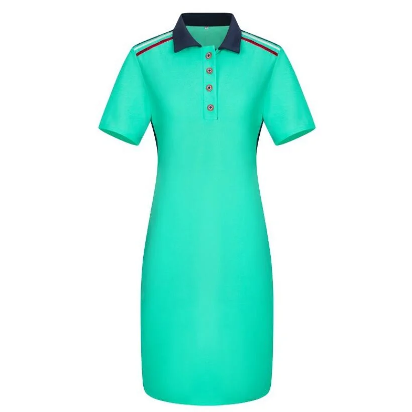 Women′s New Short-Sleeved Split Dress Summer Polo Collar Sweater Dress