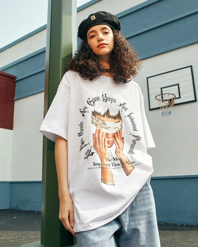 100% Cotton Blinded Girl Letter Print T Shirts Plus Size Drop Shoulder Mens T Shirt Graphic Tees Coton