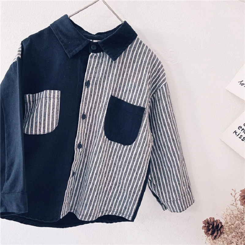 Boys Blouses and Shirts Children′ S Stripe Top 2022 Spring Autumn Casual White Polo Shirts Teenager School Brand Outerwear Cotton