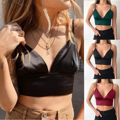 Débardeur camisole en satin à col en V 2022