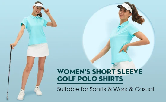 Upf50+ Women's Sports Polos Golf Tops Col polo solide évacuant l'humidité Tees athlétiques pour les activités de plein air