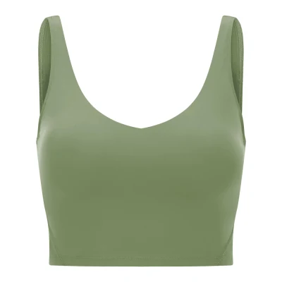 Chemise sans manches pour femmes équipée col en V de base Soutien moyen Paded Crop Tank Top