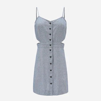 Robe courte sexy en chambray bleu clair