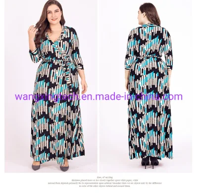 Vente en gros pas cher grande taille robe explosive nouvelle jupe portefeuille imprimé arabe femmes robe