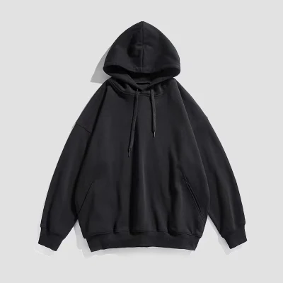 2023 New Men′ S Casual Hoodies Fleece Sweatshirts Male Black Grey Red Hooded Pullovers Solid Color Outerwear