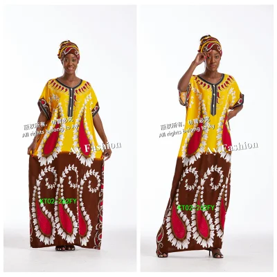 Commerce de gros O cou à manches courtes Dashiki imprimer femmes vêtements robe