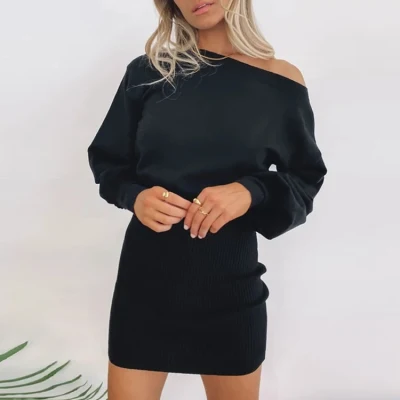 Robe pull femme vêtements tricotés automne femmes robe pull robe pull à manches longues